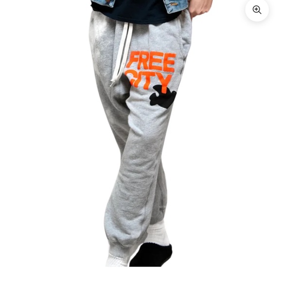 Freecity Heather Grey BleachOut Large Logo Sweatpants with Pockets - Picture 2 of 10